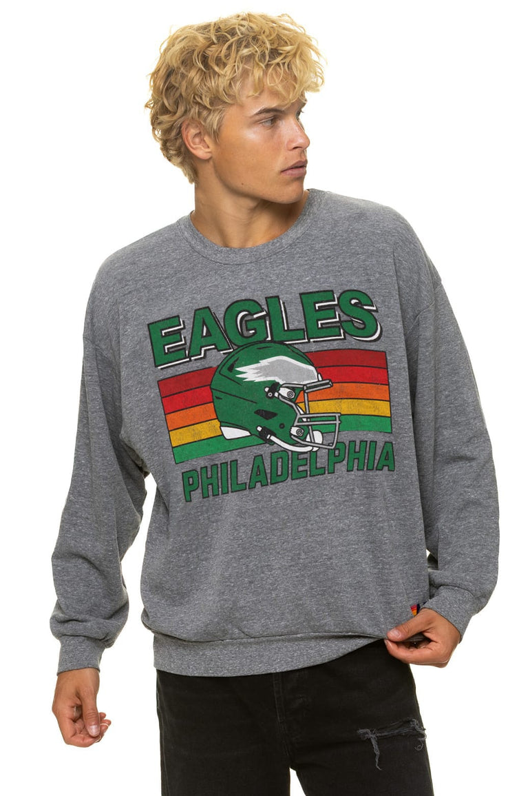 PHILADELPHIA EAGLES HELMET RELAXED CREW SWEATSHIRT - HEATHER