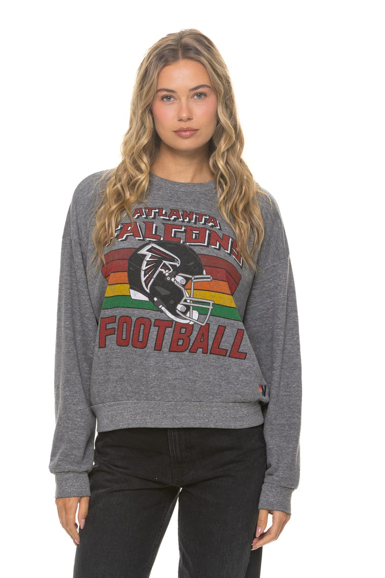 ATLANTA FALCONS HELMET RELAXED CREW SWEATSHIRT - HEATHER GREY