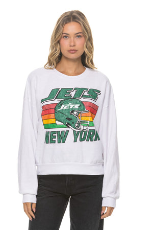 NEW YORK JETS HELMET RELAXED CREW SWEATSHIRT - WHITE