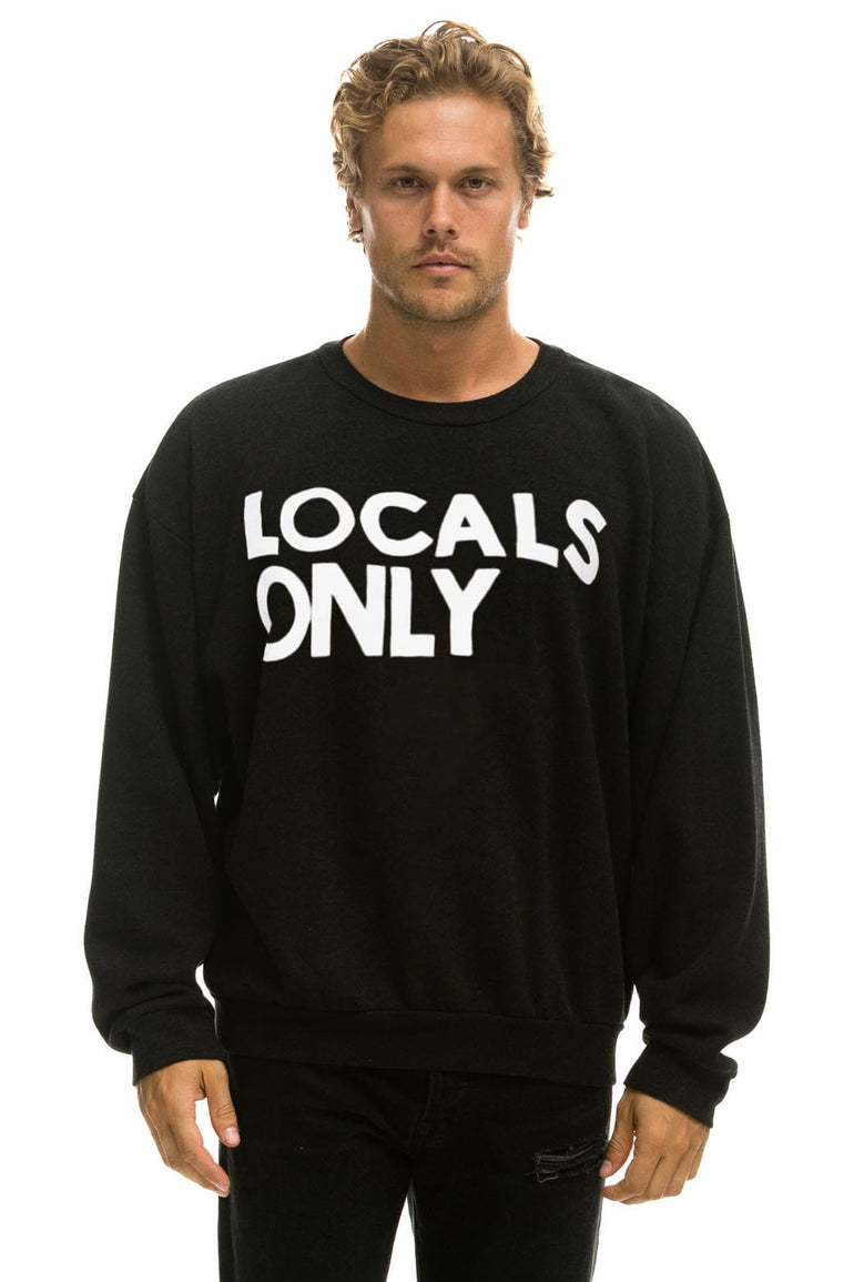 LOCALS ONLY RELAXED CREW SWEATSHIRT - BLACK