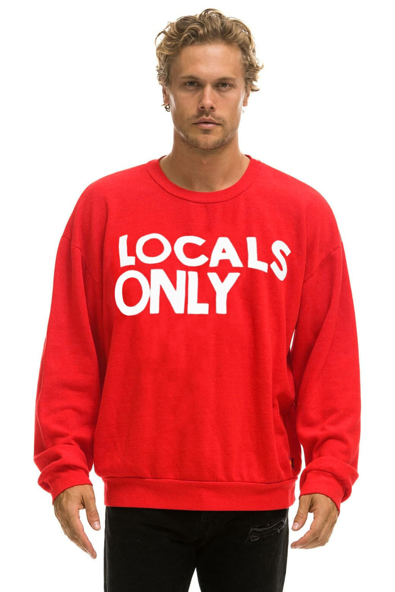 LOCALS ONLY RELAXED CREW SWEATSHIRT - RED
