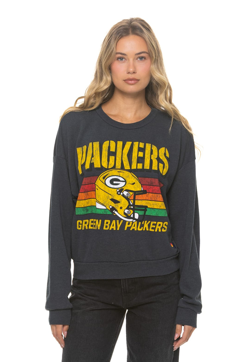 GREEN BAY PACKERS HELMET RELAXED CREW SWEATSHIRT - CHARCOAL