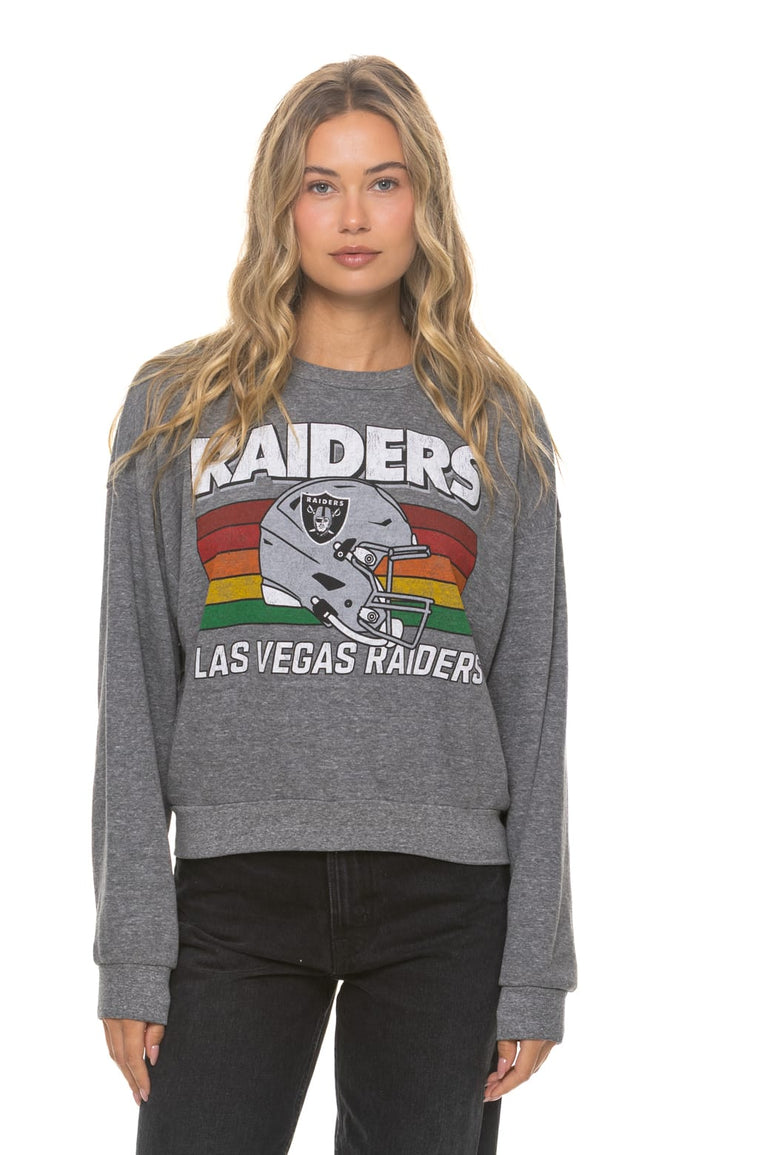 LAS VEGAS RAIDERS HELMET RELAXED CREW SWEATSHIRT - HEATHER GREY