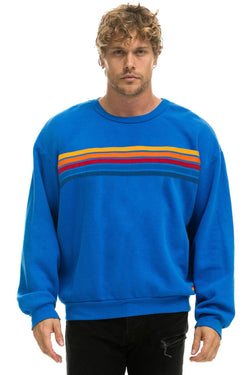5 STRIPE RELAXED CREW SWEATSHIRT - OCEAN