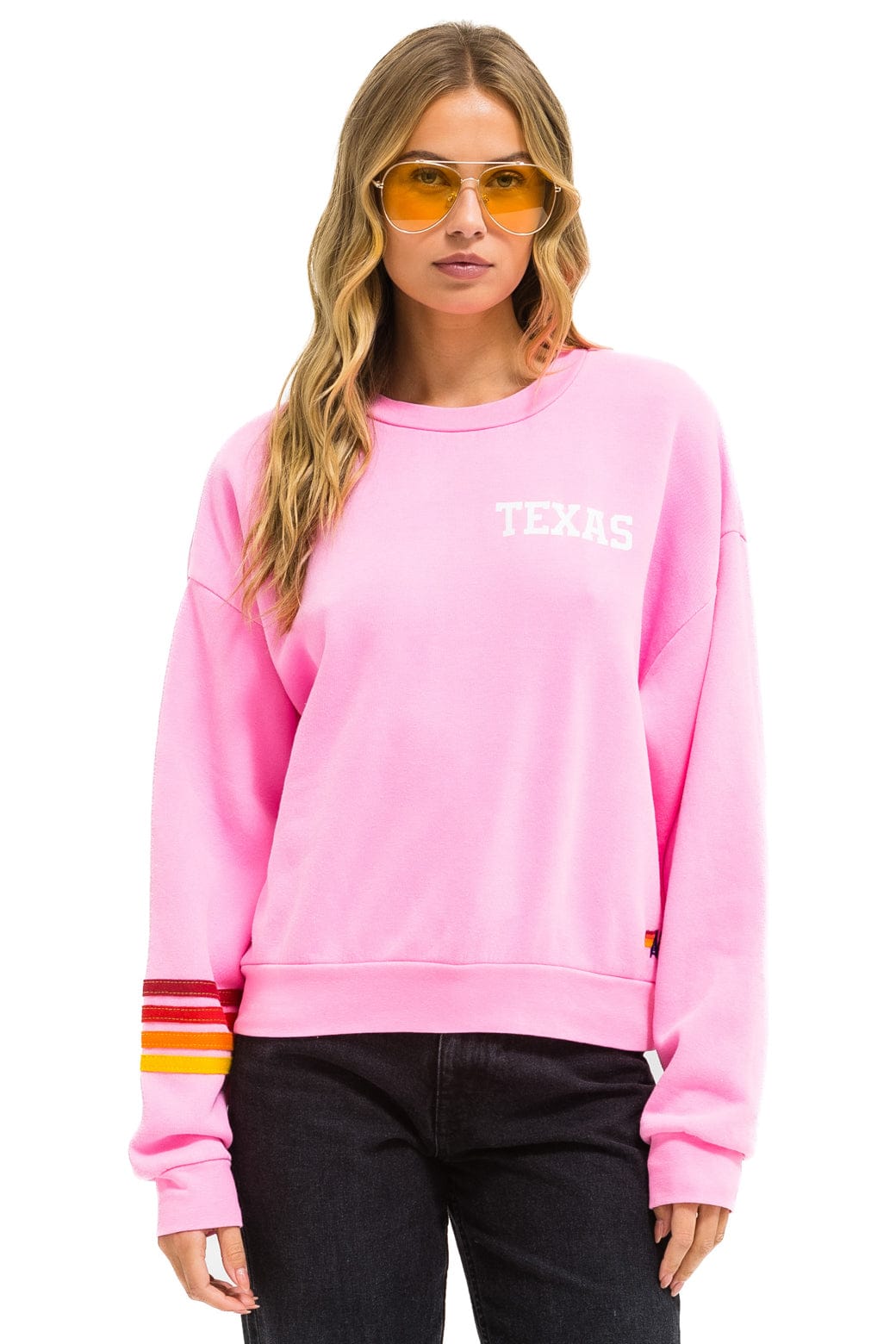 UNIVERSITY OF TEXAS RUGBY STITCH CREW SWEATSHIRT RELAXED - NEON PINK ...