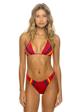 5 STRIPE LUXXE TRIANGLE BIKINI TOP - CRIMSON