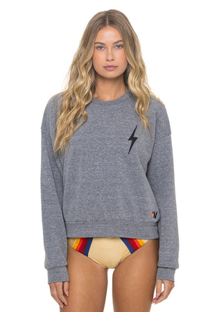 BOLT STITCH RELAXED CREW SWEATSHIRT - HEATHER GREY