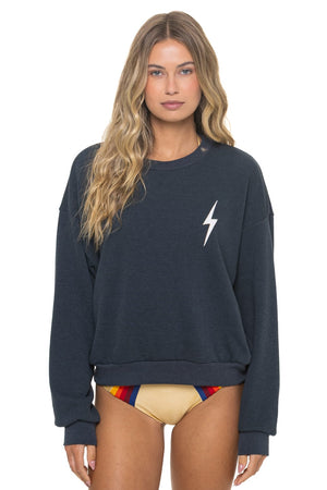 BOLT STITCH RELAXED CREW SWEATSHIRT - CHARCOAL