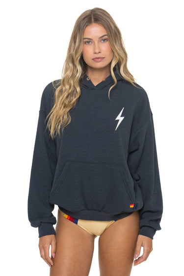 BOLT STITCH RELAXED PULLOVER HOODIE - CHARCOAL