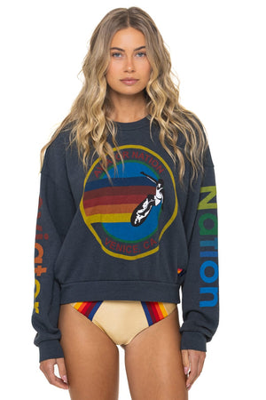 AVIATOR NATION RELAXED CREW SWEATSHIRT - CHARCOAL