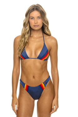 5 STRIPE LUXXE TRIANGLE BIKINI TOP - NAVY