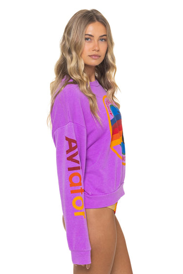AVIATOR NATION RELAXED CREW SWEATSHIRT - NEON PURPLE