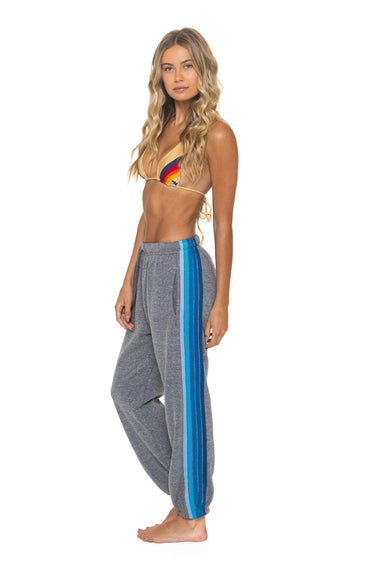5 STRIPE SWEATPANTS - HEATHER GREY // BLUE