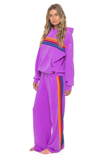 5 STRIPE WIDE LEG POCKET SWEATPANTS - NEON PURPLE