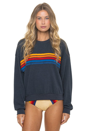 5 STRIPE RELAXED CREW SWEATSHIRT
