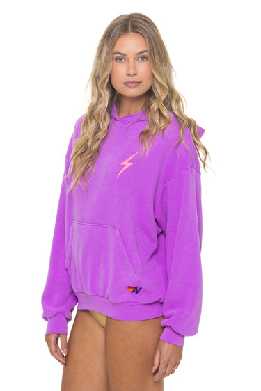 BOLT STITCH RELAXED PULLOVER HOODIE - NEON PURPLE // NEON PINK