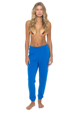 BOLT STITCH SWEATPANTS - OCEAN // WHITE