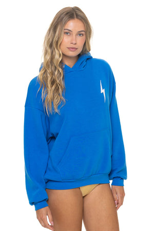 BOLT STITCH RELAXED PULLOVER HOODIE - OCEAN // WHITE