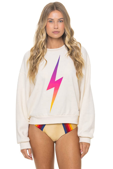 BOLT FADE RELAXED CREW SWEATSHIRT - VINTAGE WHITE // PINK // PURPLE