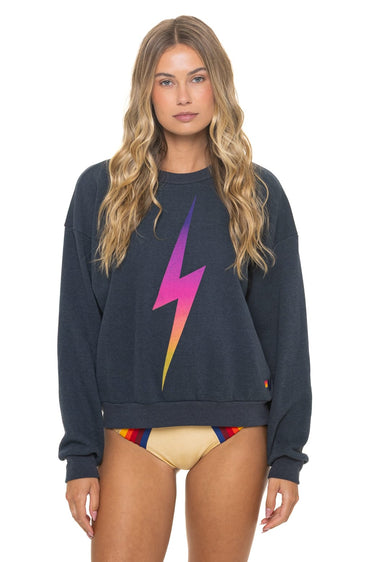 BOLT FADE RELAXED CREW SWEATSHIRT - CHARCOAL // PINK // PURPLE