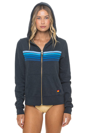 5 STRIPE HOODIE - CHARCOAL // BLUE