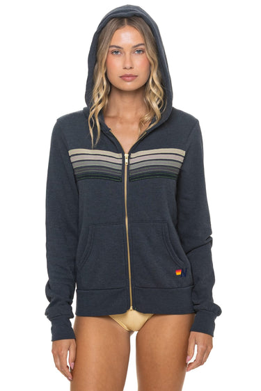 5 STRIPE HOODIE - CHARCOAL // GREY STRIPES