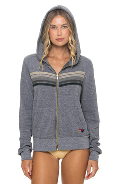 5 STRIPE HOODIE - HEATHER GREY // GREY