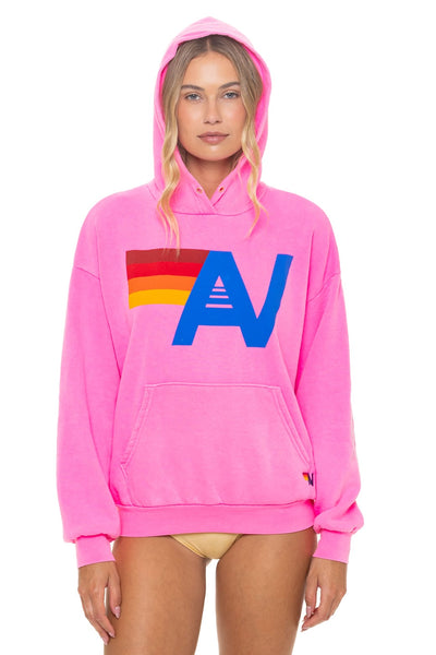 Neon Pink Logo Hoodie - Relaxed Fit Pullover | Aviator Nation