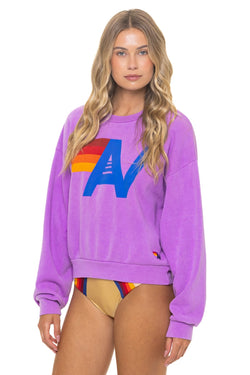 LOGO RELAXED CREW SWEATSHIRT - NEON PURPLE