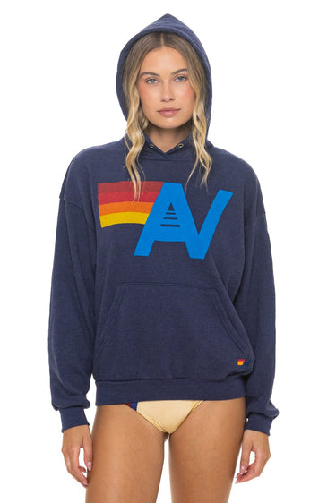 LOGO PULLOVER RELAXED HOODIE - NAVY