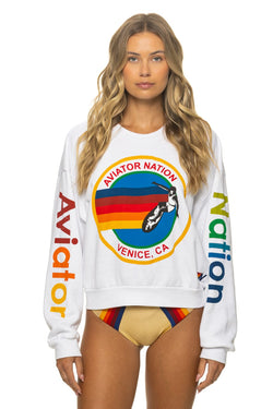 AVIATOR NATION RELAXED CREW SWEATSHIRT - WHITE