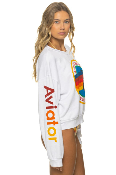 AVIATOR NATION RELAXED CREW SWEATSHIRT - WHITE