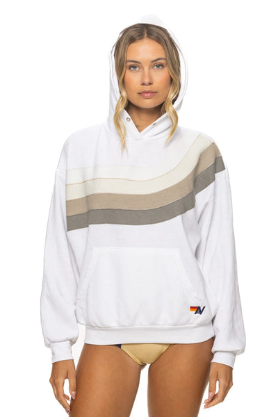WAVE STRIPE 4 PULLOVER HOODIE RELAXED - WHITE // GREY – Aviator Nation