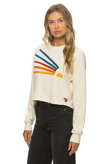 DAYDREAM CROPPED CREW SWEATSHIRT RELAXED - VINTAGE WHITE