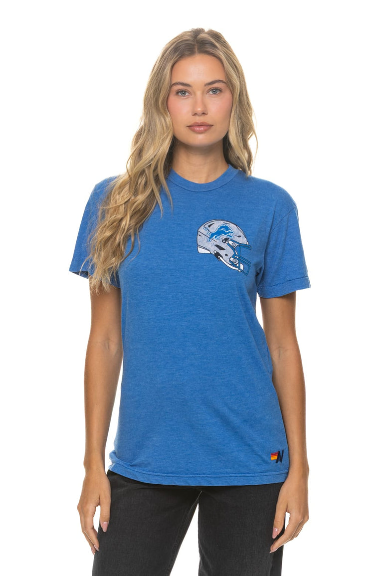 DETROIT LIONS HELMET CREW TEE SHIRT - COBALT