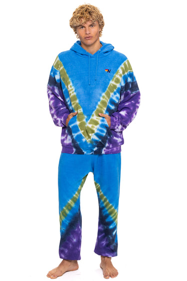 HAND DYED V SWEATPANTS - TIE DYE OCEAN // PURPLE
