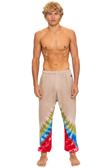 HAND DYED V SWEATPANTS - TIE DYE SAND // BLUE RED