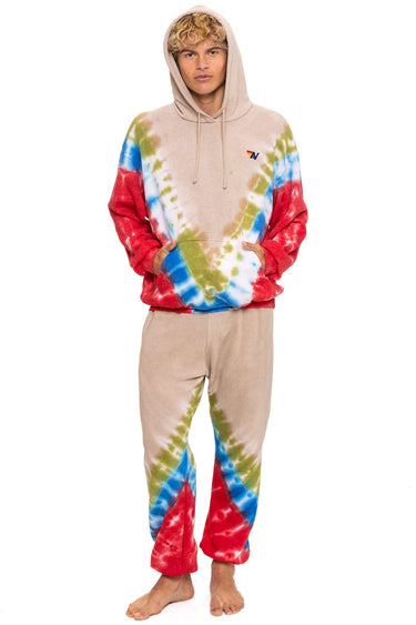HAND DYED V SWEATPANTS - TIE DYE SAND // BLUE RED