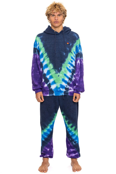 HAND DYED V SWEATPANTS - TIE DYE MIDNIGHT // PURPLE