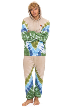 HAND DYED V SWEATPANTS - TIE DYE SAND // BLUE GREEN