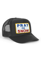 PRAY FOR SNOW VINTAGE TRUCKER HAT - BLACK - front