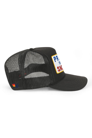 PRAY FOR SNOW VINTAGE TRUCKER HAT - BLACK - side