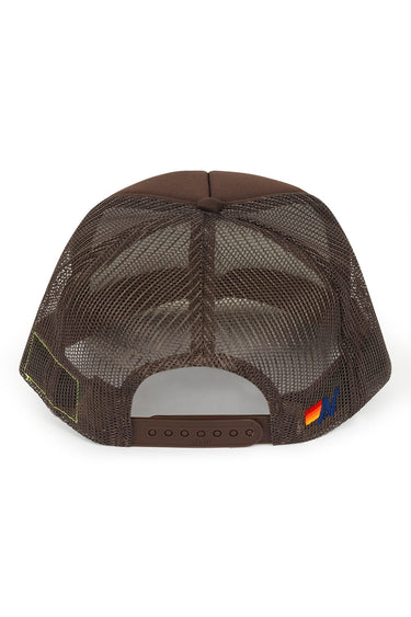 PRAY FOR SNOW VINTAGE TRUCKER HAT - BROWN - back