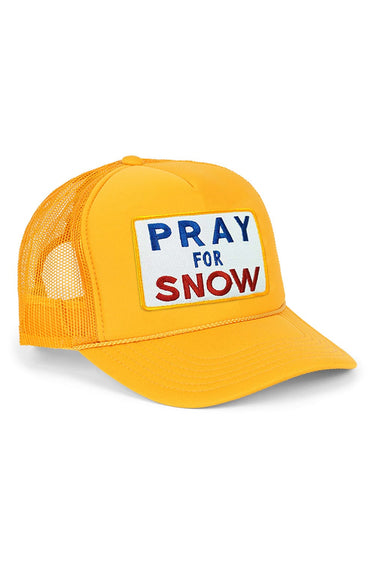 PRAY FOR SNOW VINTAGE TRUCKER HAT - GOLD - front