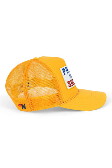 PRAY FOR SNOW VINTAGE TRUCKER HAT - GOLD - side
