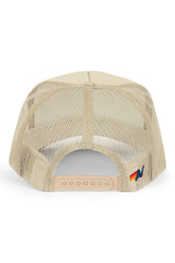 PRAY FOR SNOW VINTAGE TRUCKER HAT - KHAKI - back