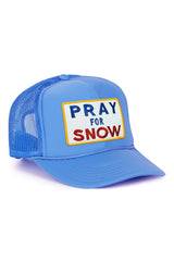 PRAY FOR SNOW VINTAGE TRUCKER HAT - LIGHT BLUE - front