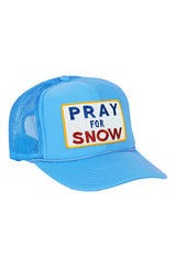 PRAY FOR SNOW VINTAGE TRUCKER HAT - NEON BLUE - front