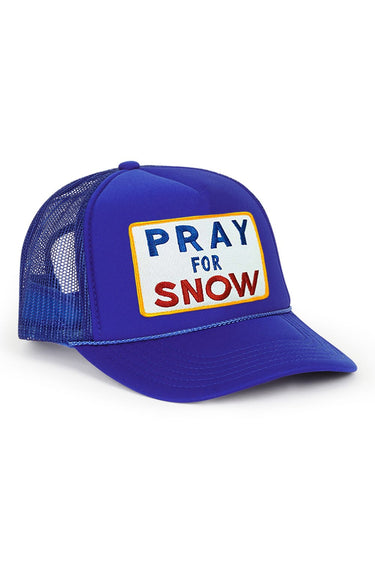 PRAY FOR SNOW VINTAGE TRUCKER HAT - ROYAL - front