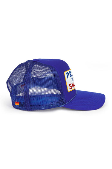 PRAY FOR SNOW VINTAGE TRUCKER HAT - ROYAL - side